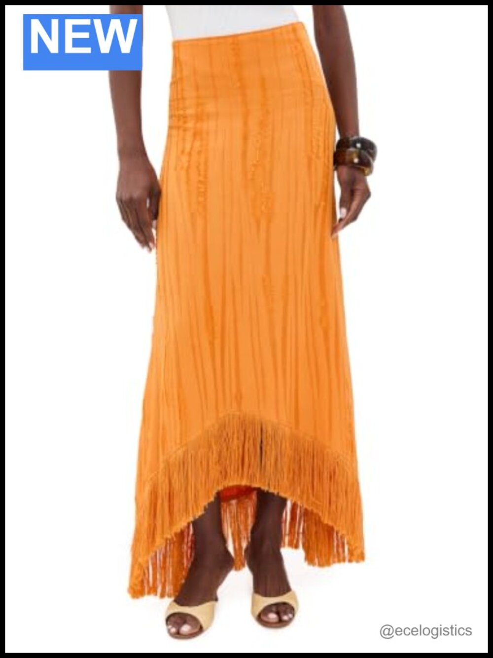 Asymmetrical High Low Fringe Maxi Skirt in Tencel Lyocell Rayon Linen